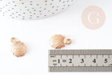 Pendentif coquillage zamac doré beige 19mm, pendentif création bijoux, x2 G2469
