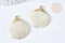 Pendentif coquillage zamac doré patiné blanc 35,5mm, x1 G7439