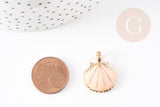 Pendentif coquillage zamac doré rose beige 24.5mm, x2 (G0223)