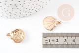 Pendentif coquillage zamac doré rose beige 24.5mm, x2 (G0223)