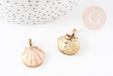Pendentif coquillage zamac doré rose beige 24.5mm, x2 (G0223)