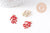 Pendentif corail émail rouge zamac doré 21.5mm, x2 (G10474)