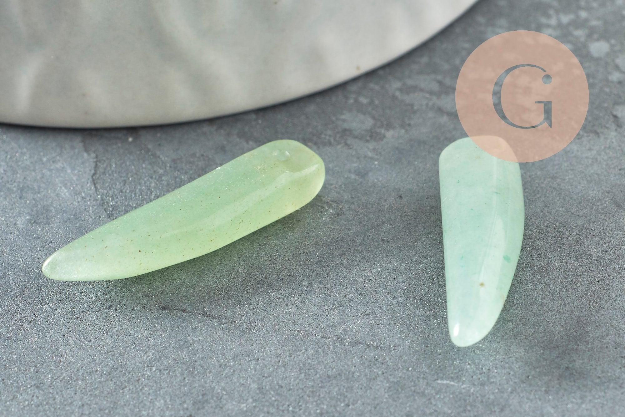 Pendentif corne aventurine, creation bijou, pendentif bijou pierre,pierre naturelle, aventurine naturel, pendentif collier, 21mm, x1 (G2753)
