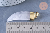 Pendentif corne cristal de roche 49mm,pendentif bijoux, pendentif quartz naturel, pendentif pierre, x1 (G6651)