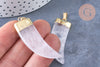 Pendentif corne cristal de roche 49mm,pendentif bijoux, pendentif quartz naturel, pendentif pierre, x1 (G6651)