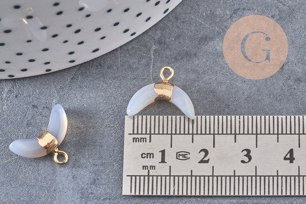 Pendentif corne jade gris naturel 21mm, croissant jade,pendentif pierre,jade naturel, x1 (G2799)