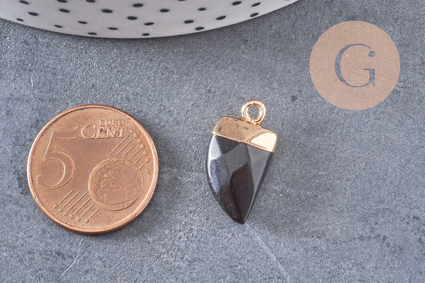 Pendentif corne jade noir,pendentif bijoux, jade naturelle, pendentif jade,21mm, x1 (G0079)