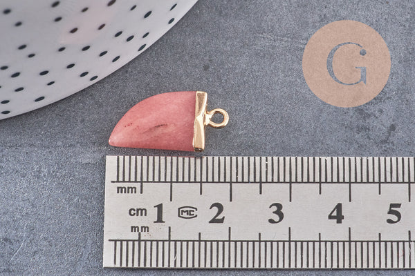 Pendentif corne jade rose corail, pendentif pierre, jade naturelle, pendentif jade,21mm, x1 (G0345)