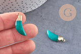 Pendentif corne jade turquoise,jade vert,pendentif pierre, jade naturelle,26mm, x1 (G0743)