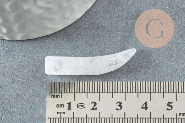 Pendentif corne quartz blanc, pendentif pierre,pierre naturelle,quartz naturel, pierre non percee, 38mm, x1 (G2905)