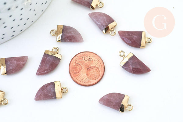 Pendentif corne quartz fraise transparent, pendentif bijoux, quartz fraise naturel,20mm, x1 (G5507)