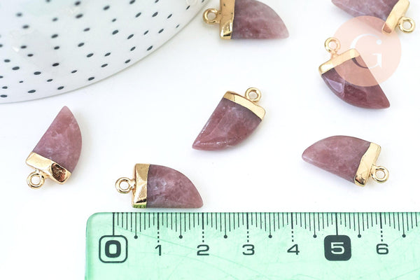 Pendentif corne quartz fraise transparent, pendentif bijoux, quartz fraise naturel,20mm, x1 (G5507)