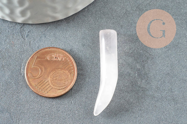 Pendentif corne quartz rose,creation bijou pietre, pendentif pierre,pierre naturelle,quartz rose naturel, pierre non percée,38mm, x1 (G2903)