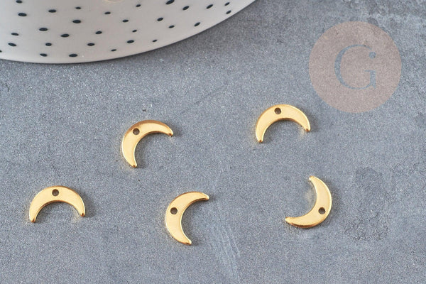 Pendentif croissant de lune acier 304 inoxydable doré 11mm,x10 (G6154)