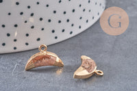 Pendentif croissant lune jaspe paysage doré, pendentif bijoux,lune jaspe, jaspe naturel,18mm x1 (G1209)