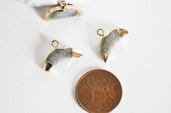 Pendentif croissant lune labradorite or,pendentif bijoux,lune labradorite naturelle,18mm, x1 (G0519)