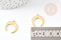 Pendentif croissant lune laiton doré 18k 19mm,Pendentif Lune doré x1 G0003