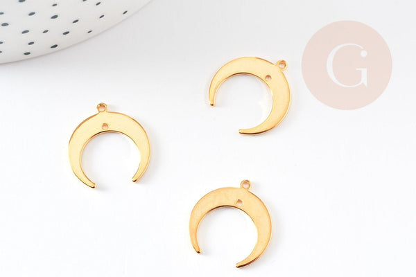 Pendentif croissant lune laiton doré 18k 19mm,Pendentif Lune doré x1 G0003