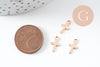 Pendentif croix acier 201 inoxydable or rose 16.5mm, x2 (G10188)