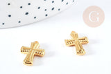 Pendentif croix acier 304 doré inoxydable 18mm, x1 (G8714)