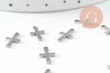 Pendentif croix acier 304 inoxydable doré 12mm, x10 (G9828)
