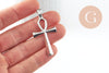 Pendentif croix copte acier 304 inoxydable argent 44.5mm, x1 (G9833)