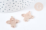 Pendentif croix gravé zamac doré or rose 24mm, création bijoux baroque pendentif religion, x1 (G8561)