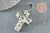 Pendentif croix jaspe dalmatien naturel acier inoxydable 29mm,pendentif pierre, support argent, création bijoux, x1 (G1695)
