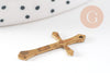 Pendentif croix laiton brut 25mm, x10 (G1503)