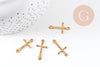 Pendentif croix laiton brut 25mm, x10 (G1503)