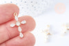 Pendentif croix laiton doré 18k zircons blancs transparents 24mm, création bijoux porte bonheur en zircon, x1 (G6988)