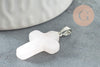Pendentif croix quartz rose, fournitures créatives, pendentif pierre naturelle,quartz rose naturel, 15mm, x1 G0705