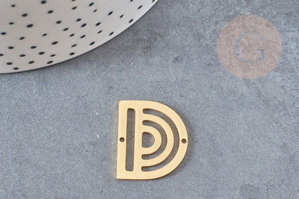 Pendentif demi-cercle géométrique acier 201 inoxydable doré 18K 23.5mm, breloque acier inoxydable doré sans nickel, x1 G4598