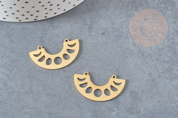 Pendentif demi-cercle géométrique acier 201 inoxydable dore 32mm ,breloque acier inoxydable doré pour création bijoux, x1 G5731