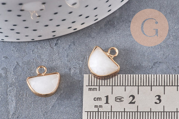 Pendentif demi-cercle jade blanc, pendentif bijoux, pendentif pierre,jade naturel,pendentif pierre, pendentif,13.5mm, x1, G2844