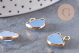 Pendentif demi-cercle jade bleu 13.5mm, pendentif bijoux, pendentif pierre, x1 (G0767)