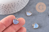 Pendentif demi-cercle jade bleu 13.5mm, pendentif bijoux, pendentif pierre, x1 (G0767)