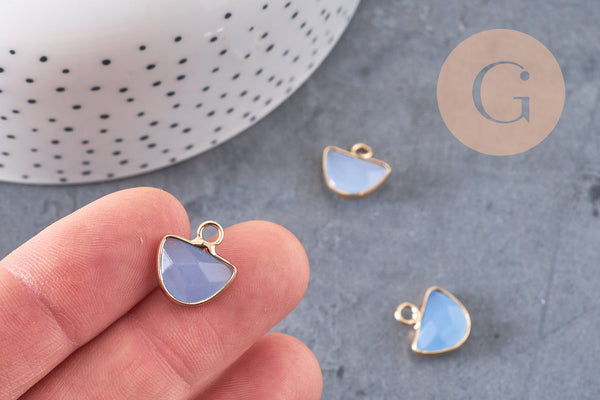 Pendentif demi-cercle jade bleu 13.5mm, pendentif bijoux, pendentif pierre, x1 (G0767)