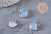 Pendentif demi-cercle jade bleu 13.5mm, pendentif bijoux, pendentif pierre, x1 (G0767)