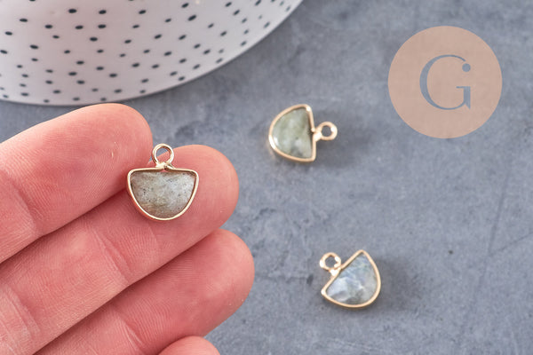 Pendentif demi-cercle labradorite, pendentif bijoux, pendentif pierre,labradorite naturelle,pendentif pierre ,13.5mm, x1-G1085