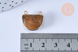 Pendentif demi-cercle œil de tigre, fournitures création bijoux, pendentif bijoux, oeil de tigre naturel,18mm, x1 (G6697)