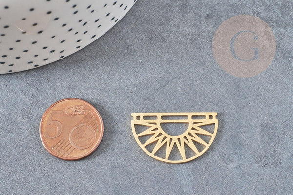 Pendentif demi-cercle soleil acier doré 17.5mm, breloque acier inoxydable doré, pendentif sans nickel, x1 G6128