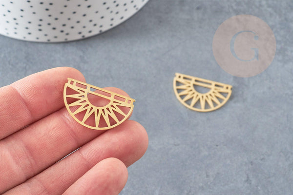 Pendentif demi-cercle soleil acier doré 17.5mm, breloque acier inoxydable doré, pendentif sans nickel, x1 G6128