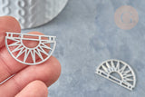 Pendentif demi-cercle soleil acier inoxydable argenté 17.5mm, création bijoux acier inoxydable platine, x1 G7666