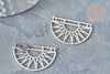 Pendentif demi-cercle soleil acier inoxydable argenté 17.5mm, création bijoux acier inoxydable platine, x1 G7666