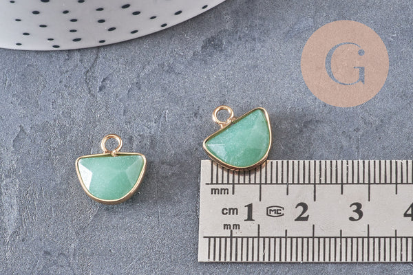 Pendentif demi-lune aventurine,Pendentif bijou pierre naturelle,aventurine naturelle,création bijoux,13.5mm,G2883