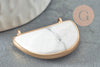 Pendentif demi-lune howlite naturelle laiton doré 32mm, x1 (G0782)