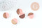 Pendentif disque bois résine rose 18mm, x5 (G1011)