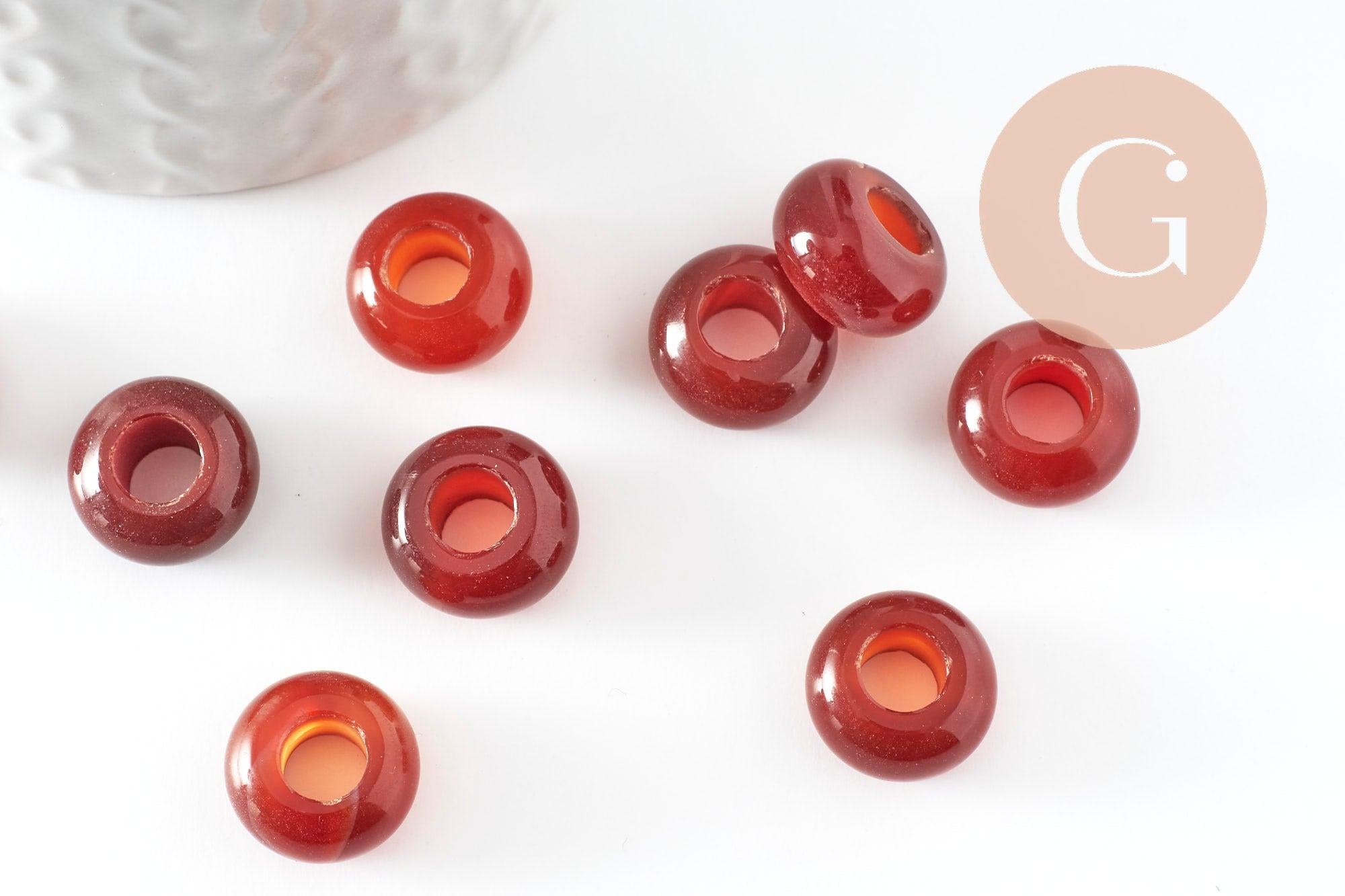 Pendentif donut cornaline naturelle 14mm, x2 (G3413)