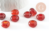 Pendentif donut cornaline naturelle 14mm, x2 (G3413)